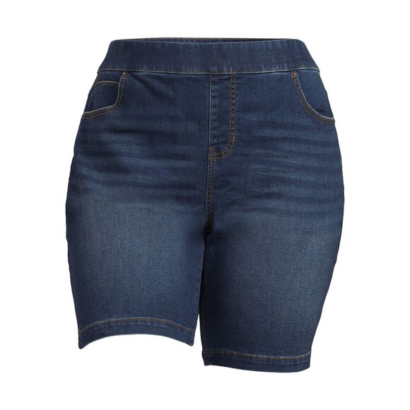 Terra & Sky Pull On Bermuda Stretch Denim Shorts High Rise Womens Plus 4X Blue - Picture 6 of 9